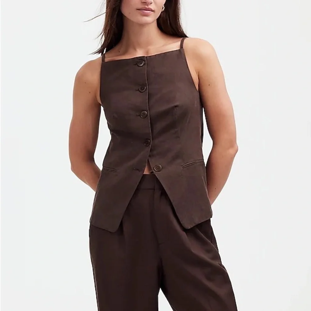 Miss Me Vintage Trending Longline Vest sz M (runs small) Brown Pinstripe - Picture 15 of 15